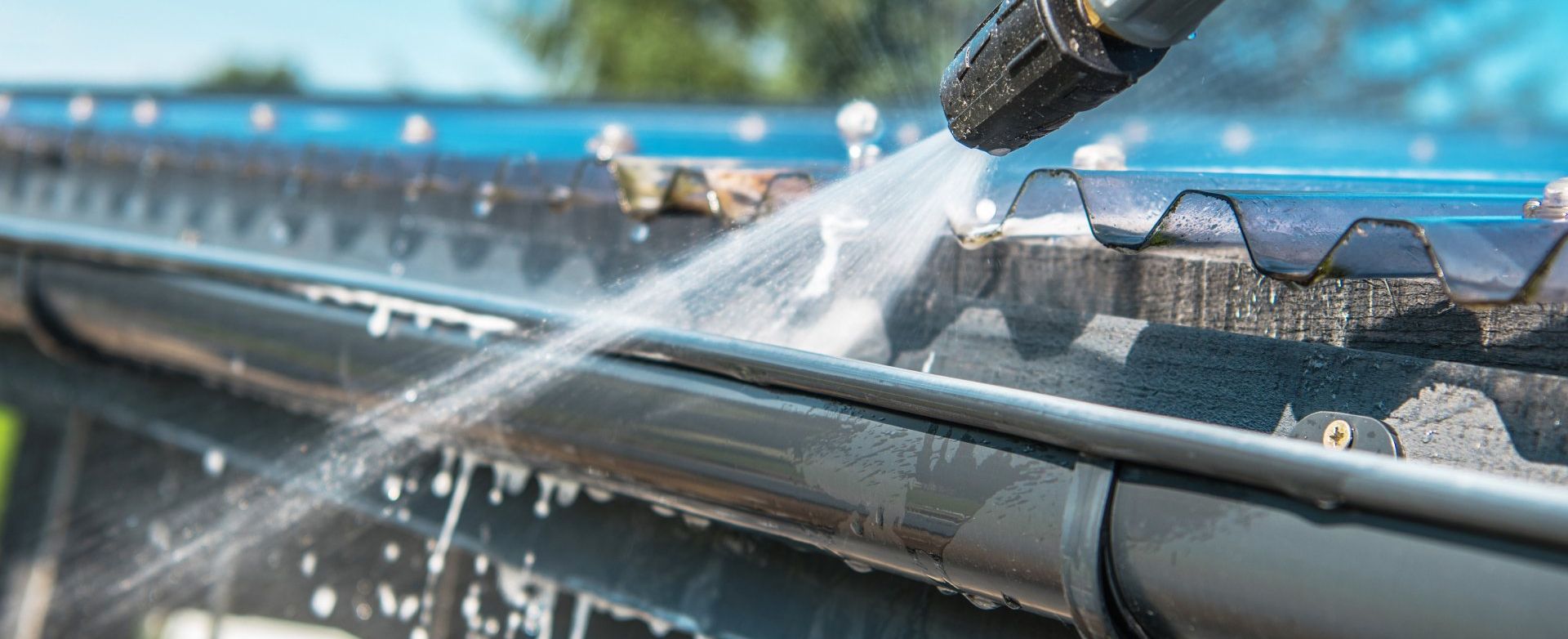 cleaning a gutter